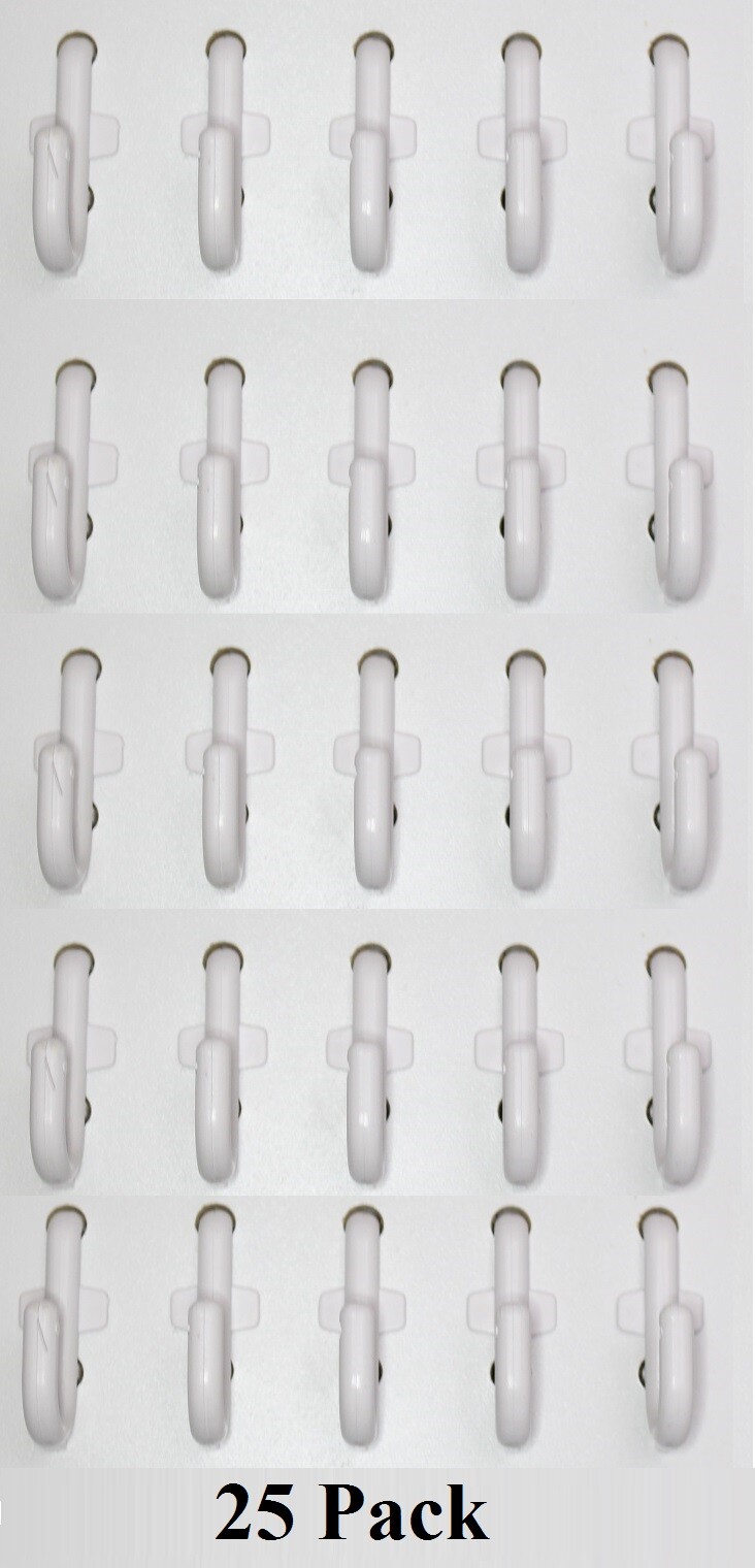 White J-Style Peg Board Plastic Locking Hooks Kit -25 pack PEGBOARD NOT INCLUDED