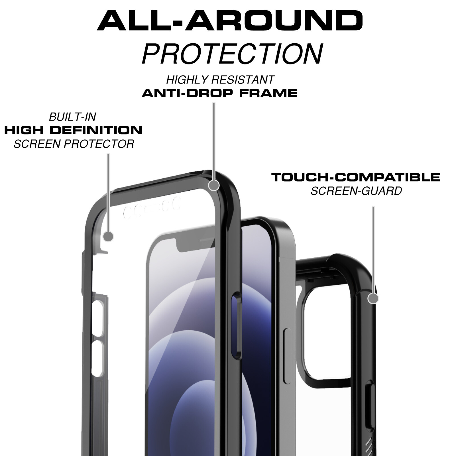 For iPhone 12 Mini Case Shockproof Water Resistant case with Screen Protector