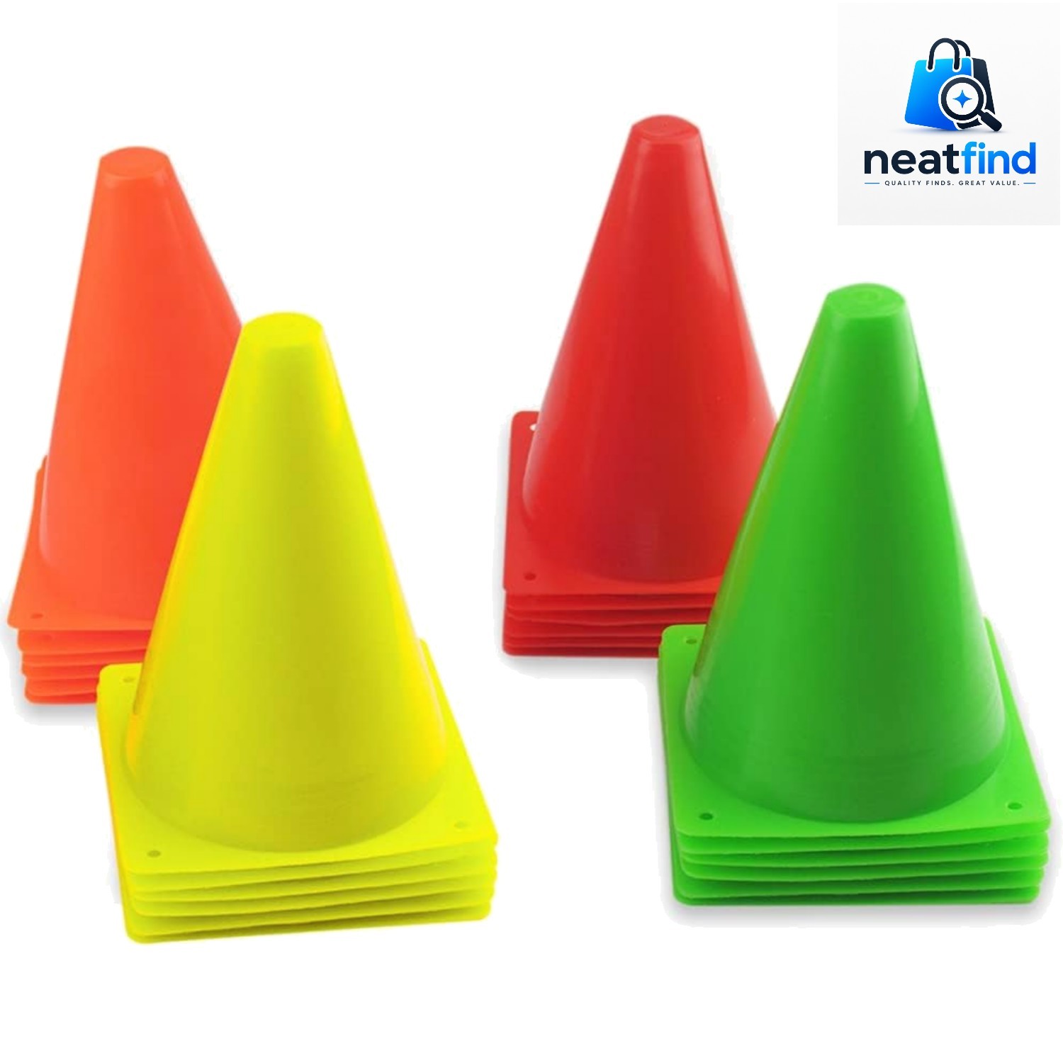 Durable 7" Plastic Traffic Cones for Soccer, Football, and Skating Training