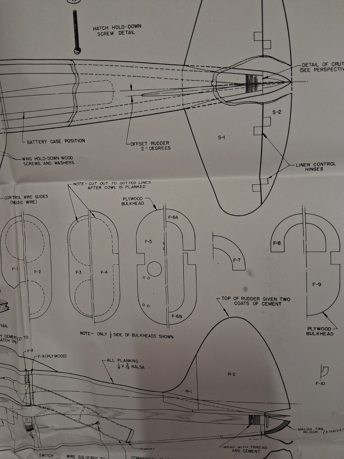ATOMIC Control Line B Speed Balsa Airplane Plans Only Scientific Model Co