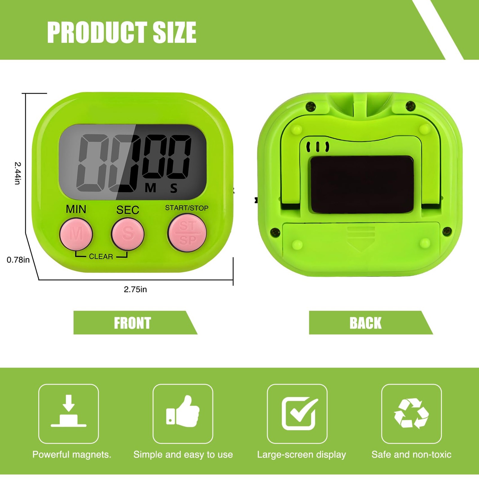 6 Pack Multi-Function Electronic Timer, Colorful Kitchen Timers Digital Magne...