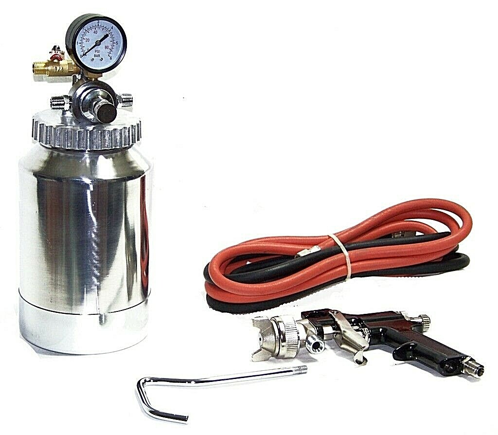 2 Quart Air Paint Spray Paint Gun Tank Gauge Dual Hose Latex 2 qt 2 Quarter Tank