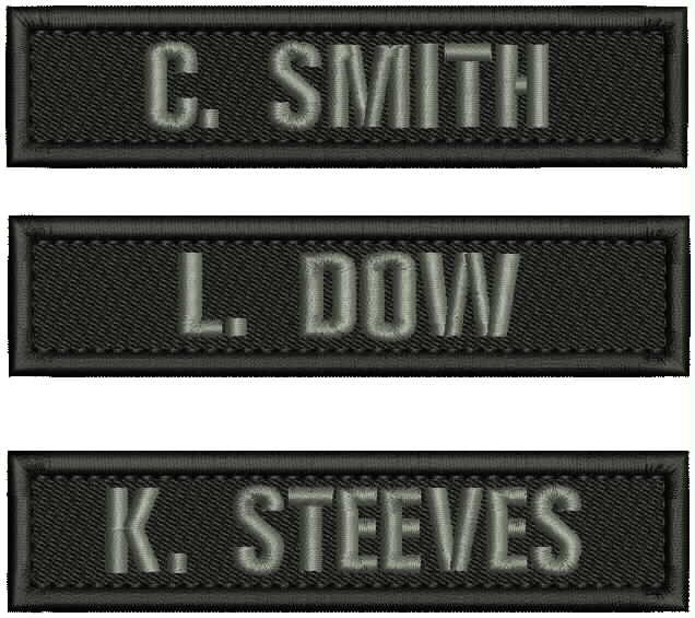 names tapes  embroidery patches 1x5''  hook on back gray letters