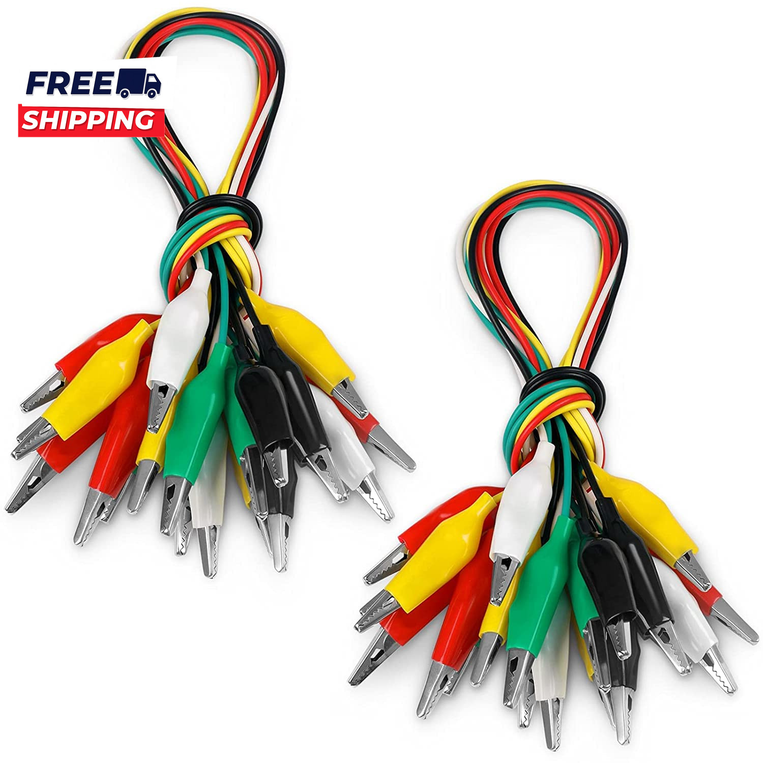20 Alligator Clips Electrical 5 Color 21.5Inch Test Leads with Alligator Clips