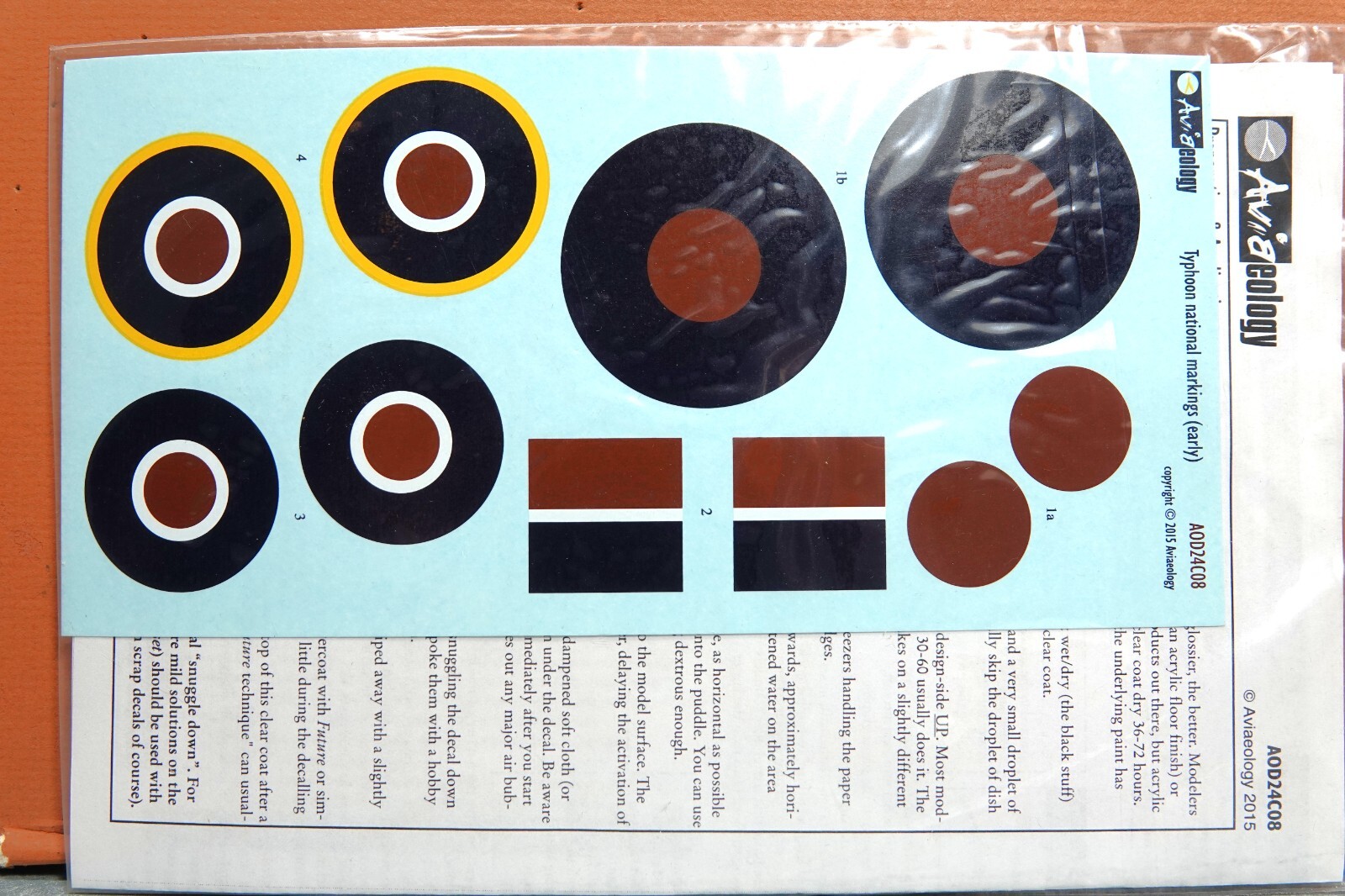 1/24 AVIAEOLOGY TYPHOON MK.Ib (EARLY 1942-1945) DECAL SHEET # AOD24C08