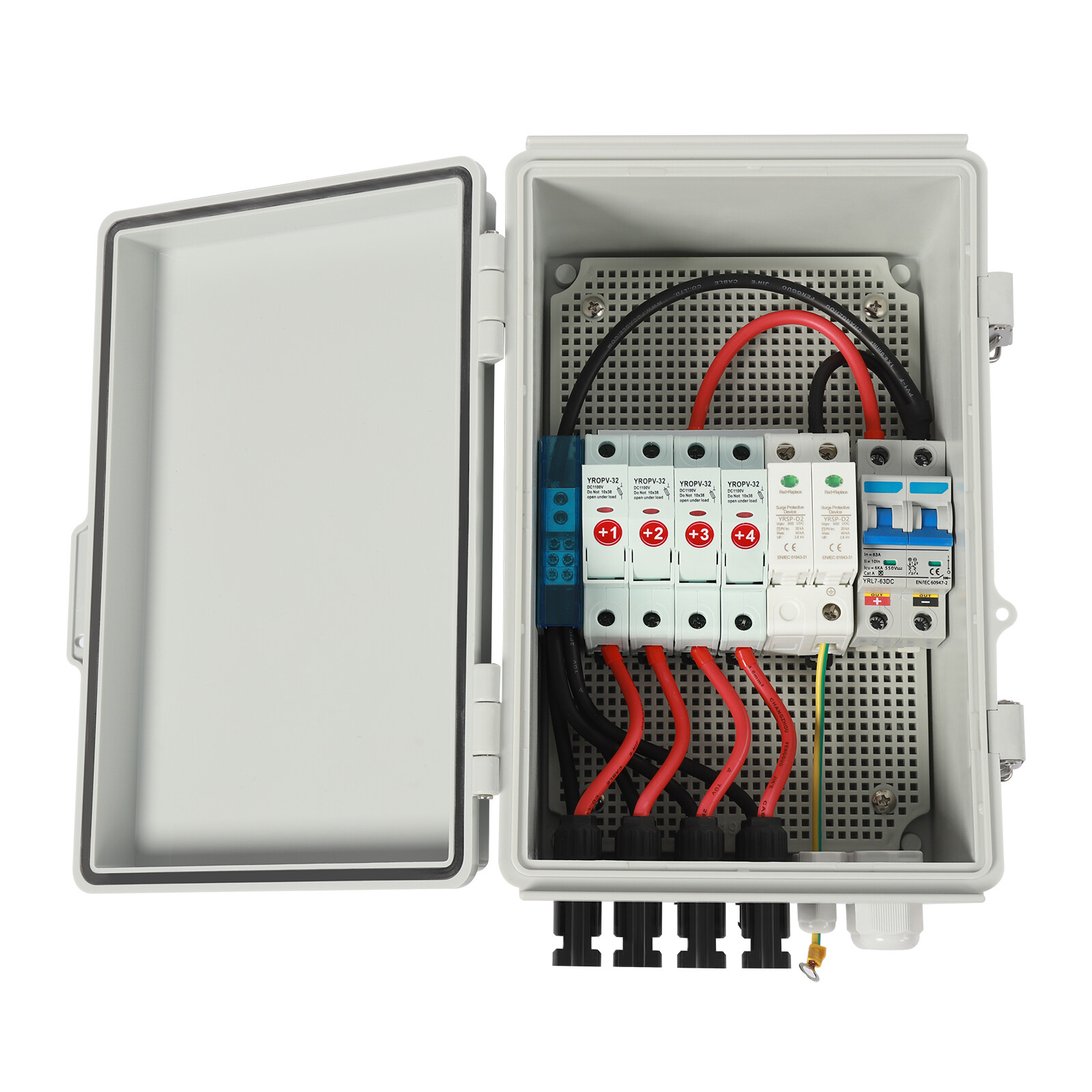 Solar Combiner Box PV Combiner Circuit Breaker 63A For Solar Panel Kit 4 String