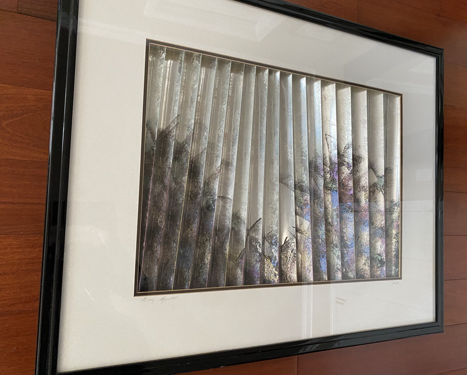 LARGE Original Unique Mixed Media “MISTY MOUNTAIN” Framed, Matted, Signed