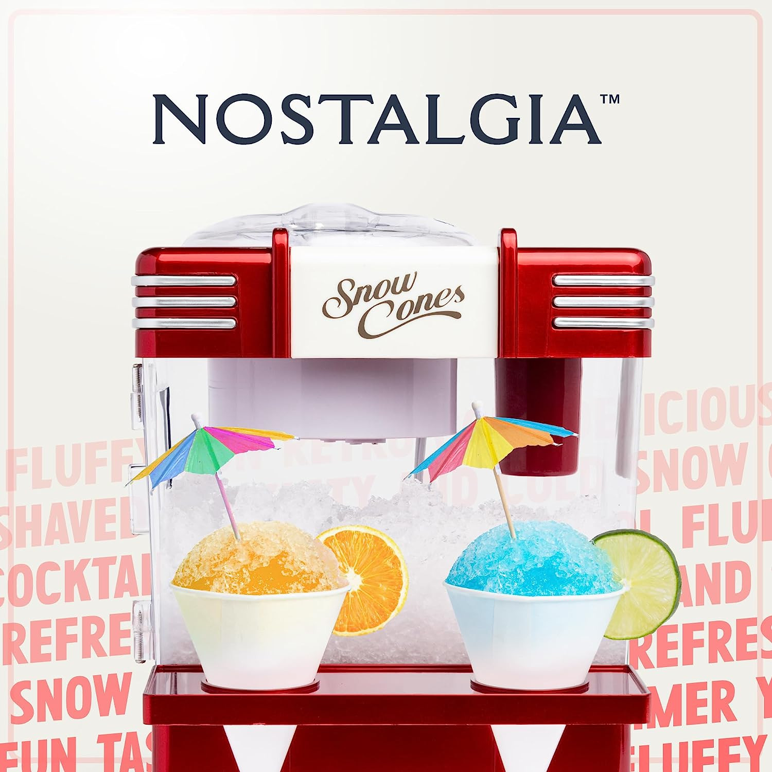 Snow Cone Shaved Ice Machine - Retro Table-Top Slushie Machine Makes 20 Icy Trea