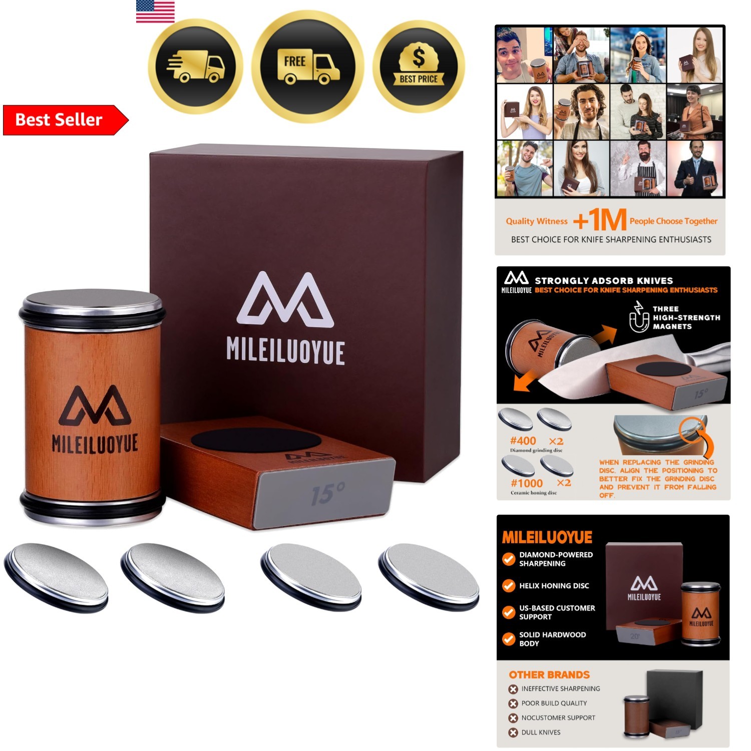 Knife Sharpener Tool Rolling Sharpener Kit Ceramic Disc Sharpeners 15 20° Angles