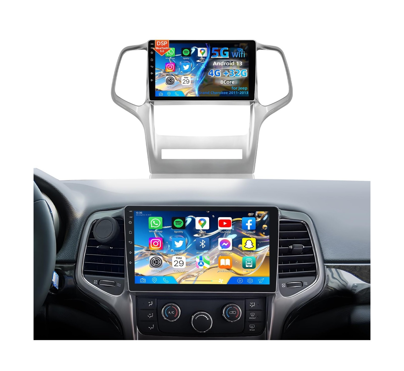 for Jeep Grand Cherokee Radio 2011 2012 2013 : 8Core 4G+32G 9" HD 1280x800 To...