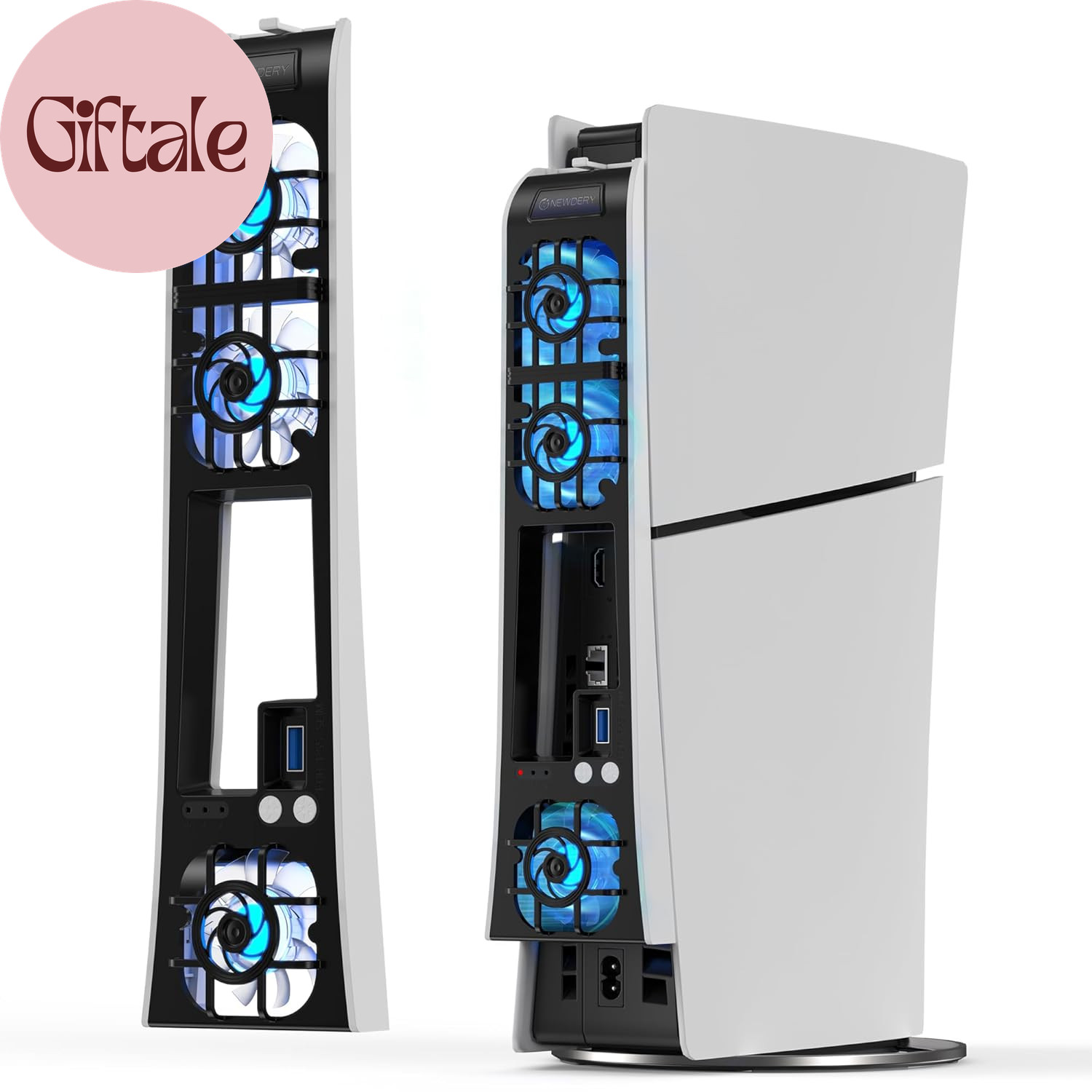 Cooling Fan for PS5 Slim, Upgraded 9-Blades & Larger Fan Quiet Cooler with Auto