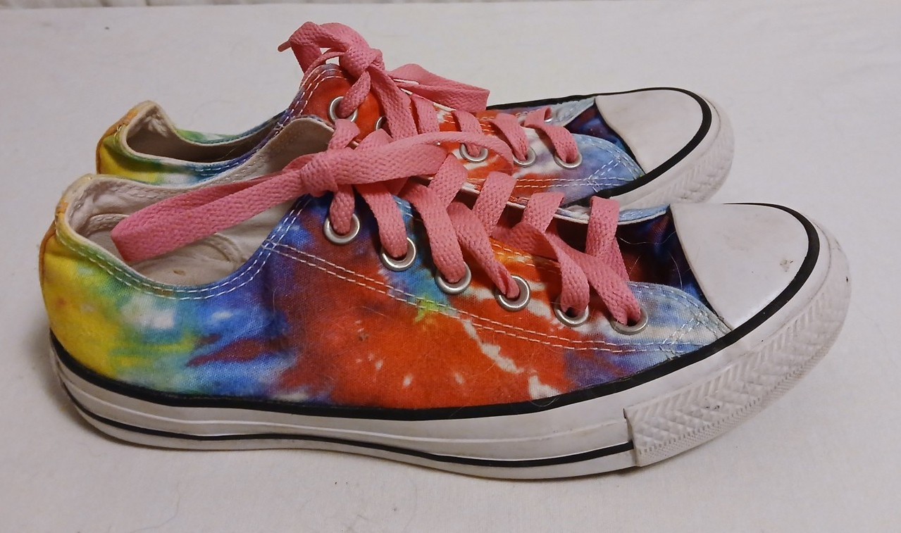 Converse All Star Tie Dye Canvas Sneakers Mens 5 Womens 7 Lace Up Pink Laces