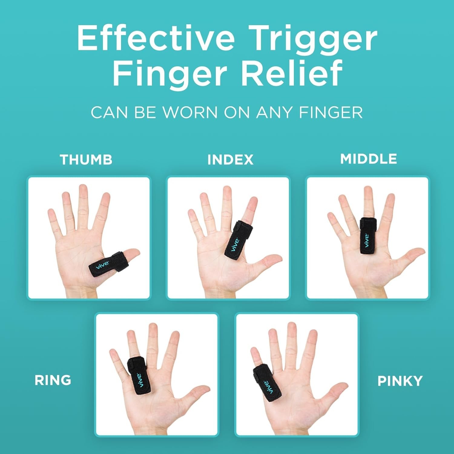 Vive Trigger Finger Splint - Support Brace for Middle, Ring, Index, Thumb and Pi