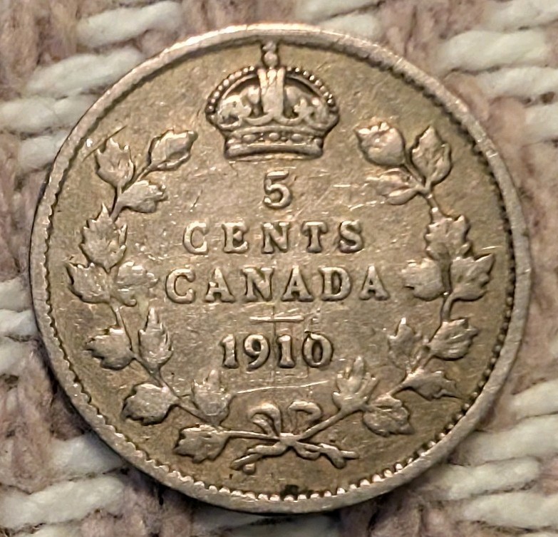 1910 Canada 5 Cents VG .925 Silver