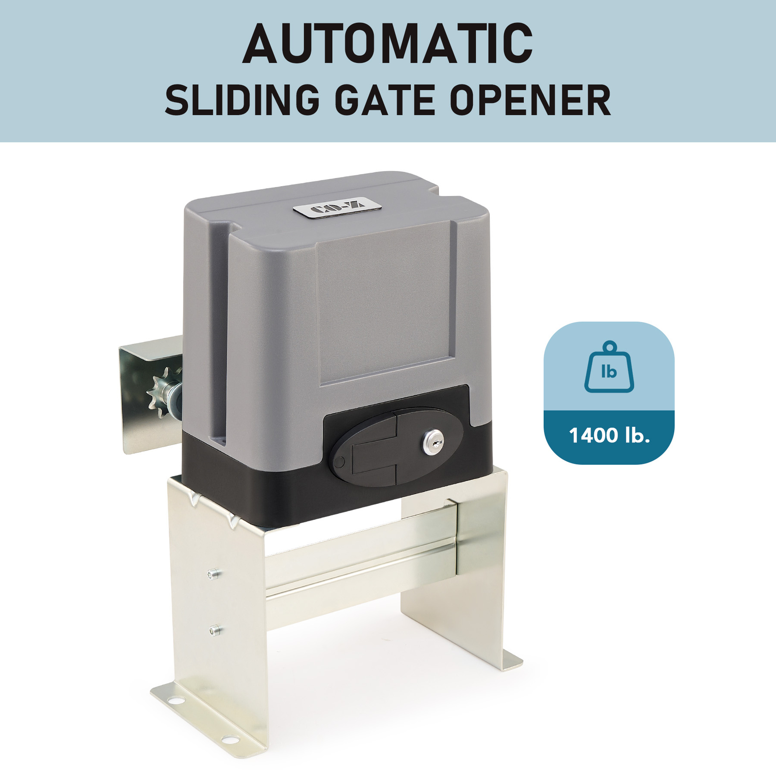 1400lb Cap Auto Sliding Gate Opener Kit with 280W AC Motor Remote Control