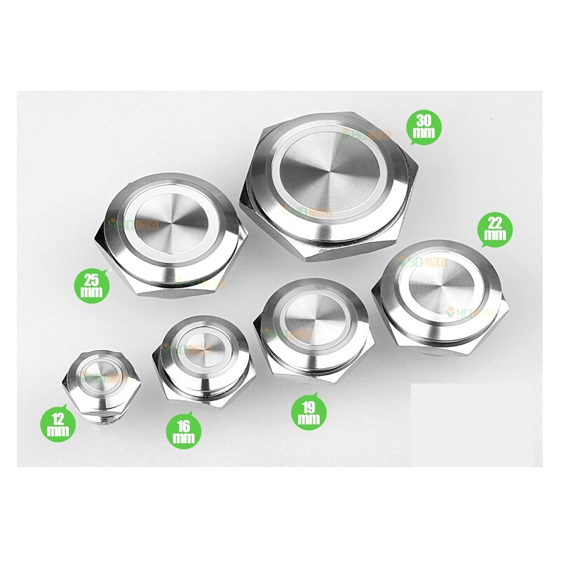 19mm Stainless steel short touch push button, momentary tact switch with Led 2A