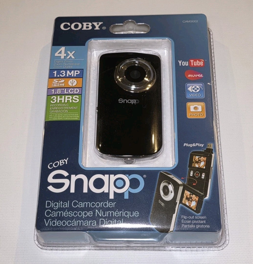 Coby Snapp Digital Camcorder 4x Digital Zoom 1.8" LCD model CAM3002, Brand New