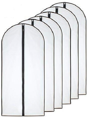 Moth Proof Garment Bags 24 x 48 Pack of 6 Black Side Breathable Clear New