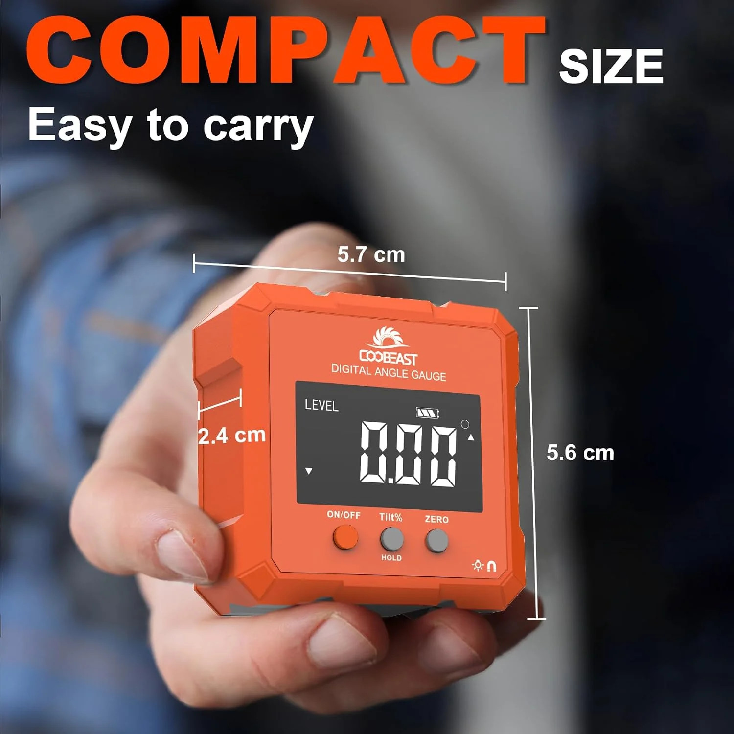 Digital Angle Finder Magnetic Base Compact Digital Level Protractor Orange | Ang