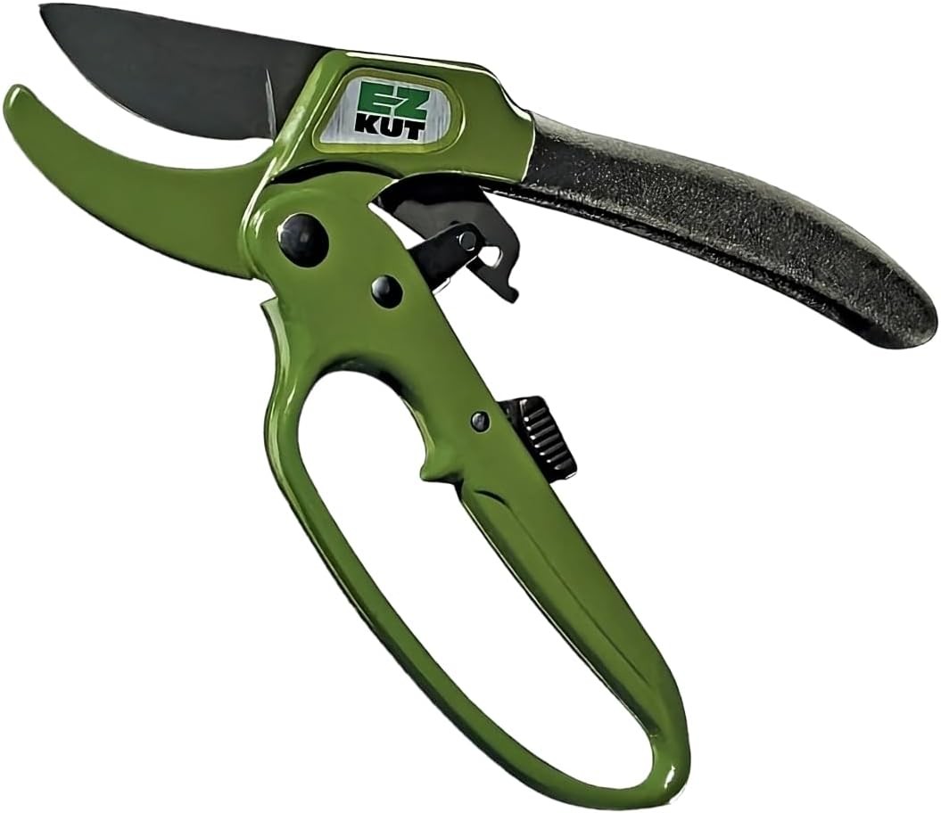 EZ Kut Heavy Duty Pruning Shears Green - with Ratcheting Action Great