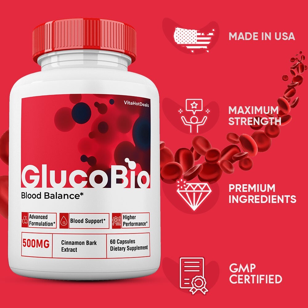 GlucoBio Blood Support Capsules, Max Strength, Gluco Bio Capsules (2 Pack)