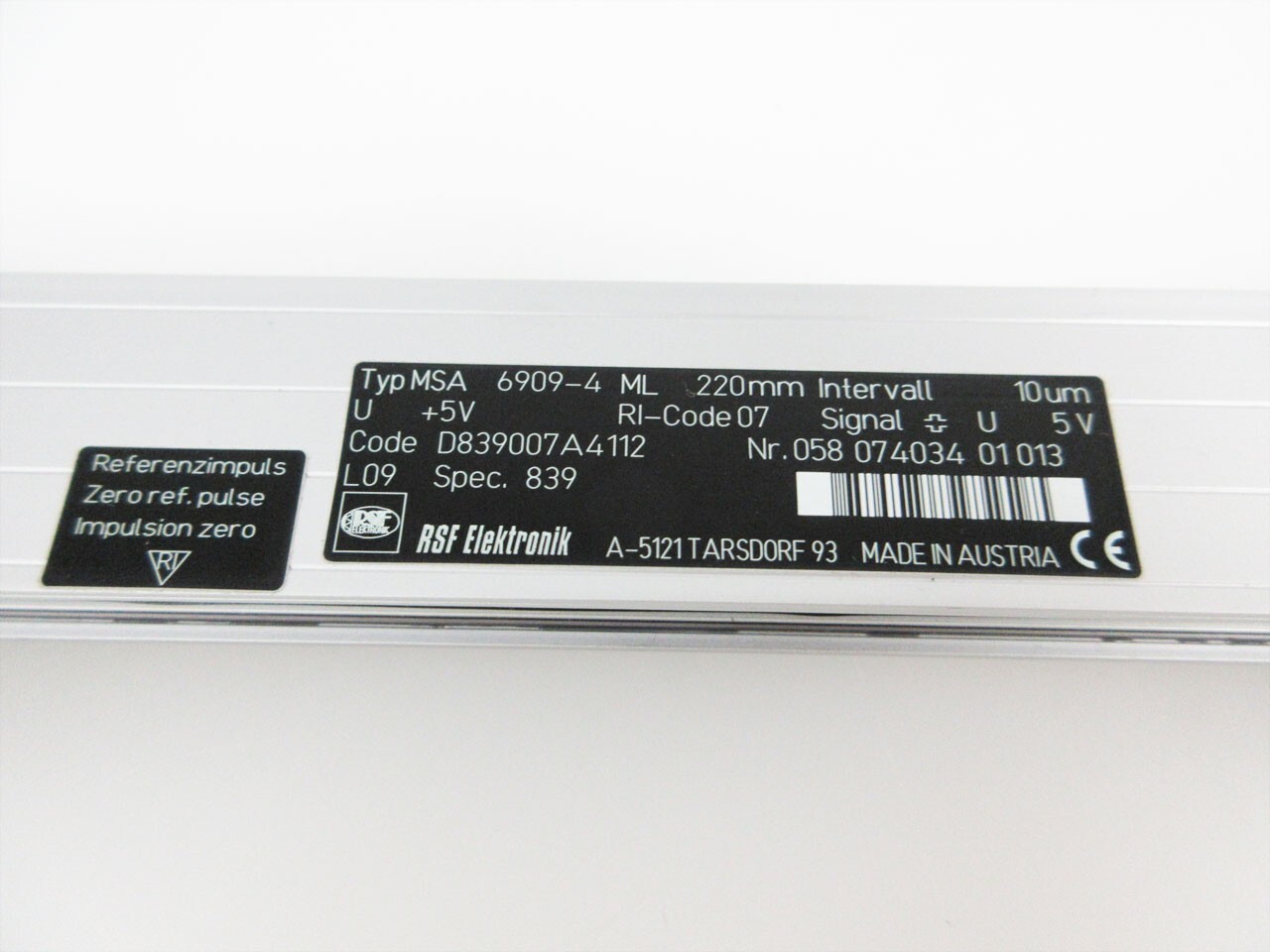 RSF ELEKTRONIK MSA 6909-4 ML 220mm SEALED LINEAR ENCODER 10 um 220 mm