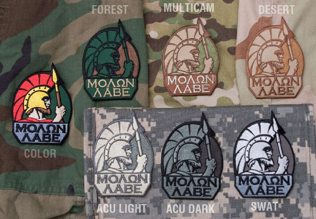 MORALE Patch - Milspec Monkey - MOLON LABE - SPARTAN Warrior - DESERT