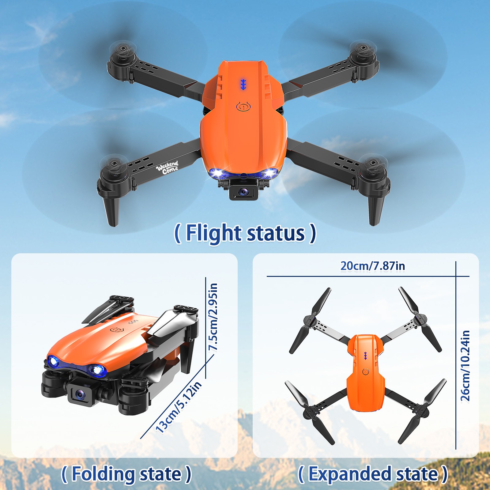 RC Drone HD Dual Camera WiFi FPV Foldable Quadcopter Remote Control 4 Battery