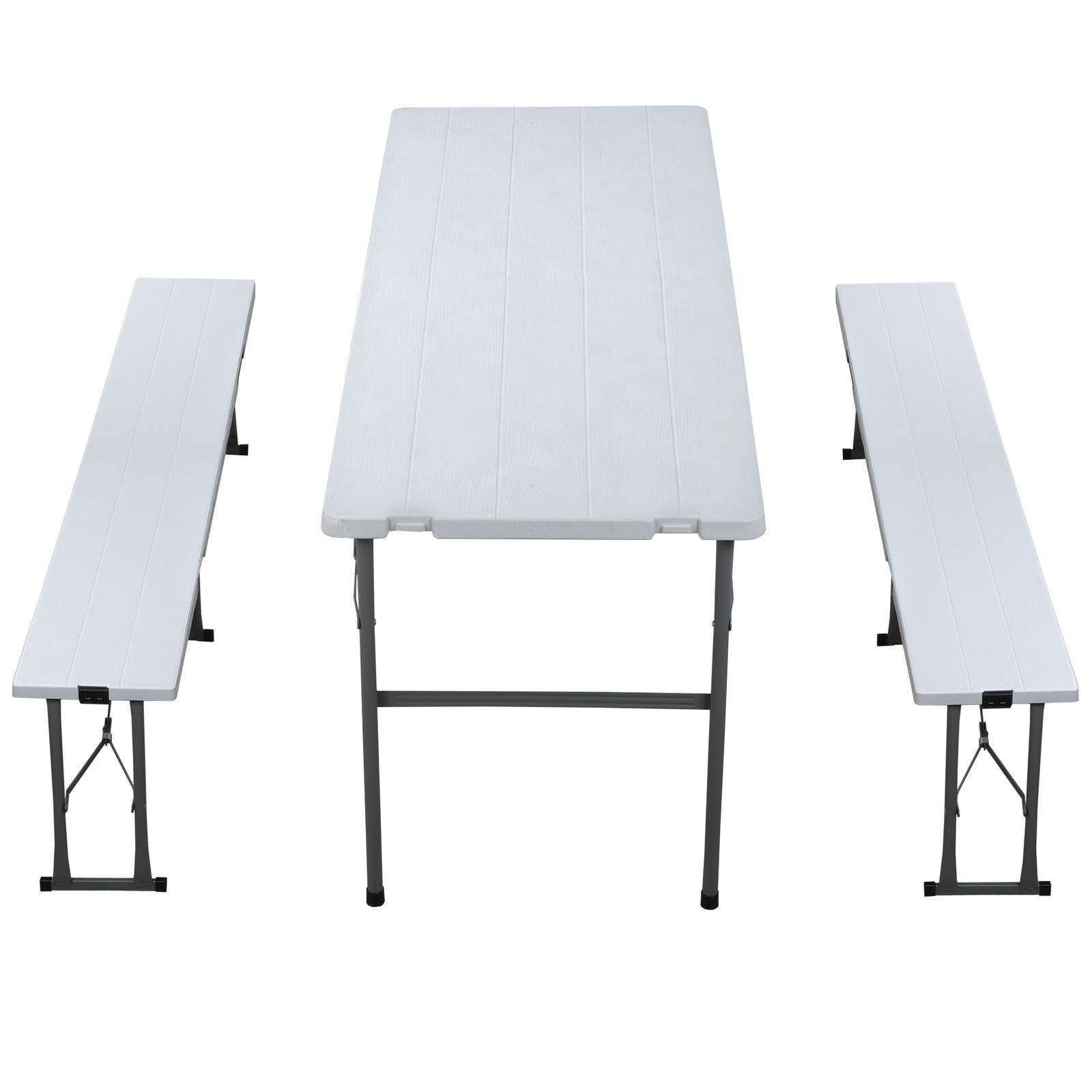 Compact Foldable Picnic Table with Storage Benches Weather Resistant HDPE Table