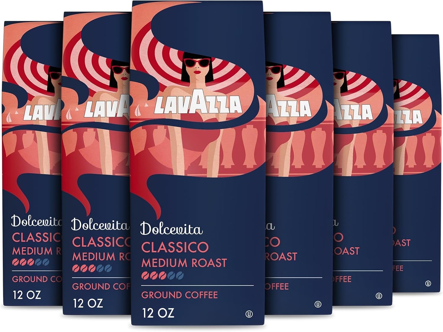 Dolcevita Classico Ground Coffee 6 Bags of, Medium Roast, Rich and