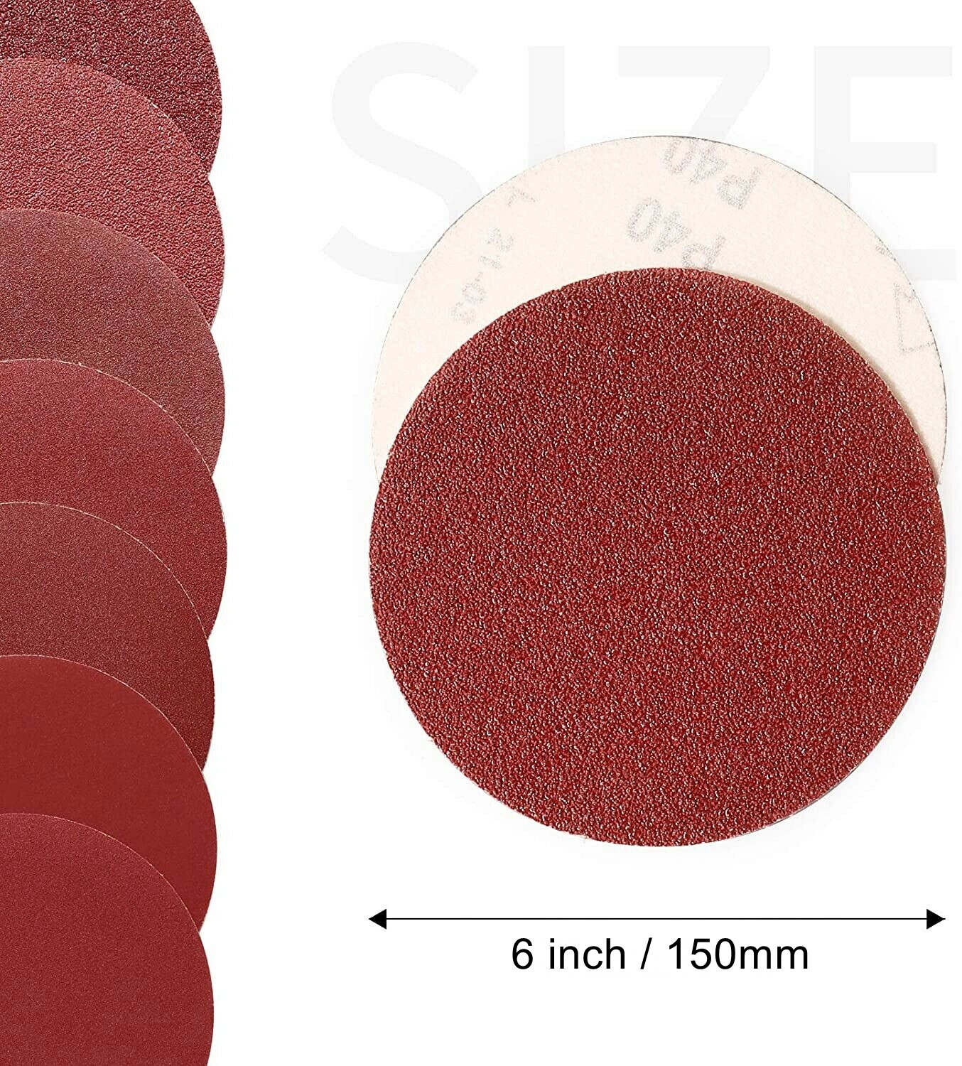 100PCS 6Inch Hook & Loop Sanding Disc 150Grit Sandpaper for Random Orbit Sanders