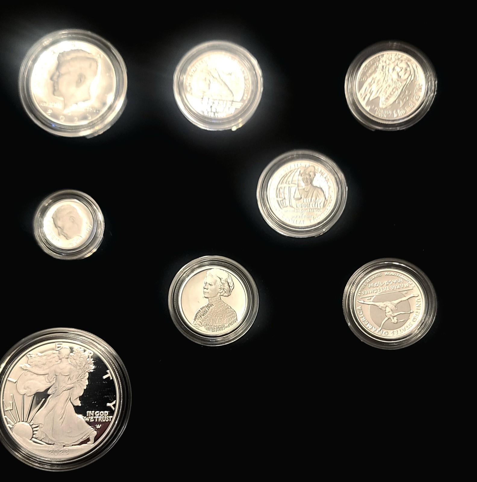 2023 Limited Edition Silver Proof Set -23RC CAMEO! 8 Coins-ASE Quarters, Box+OGP