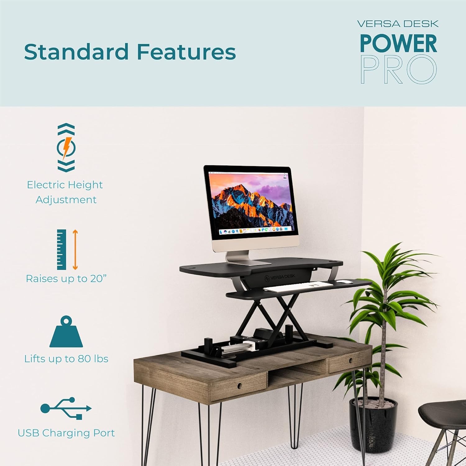 VERSADESK® PowerPro™ 40" Electric Standing Desk Converter - Adjustable Height
