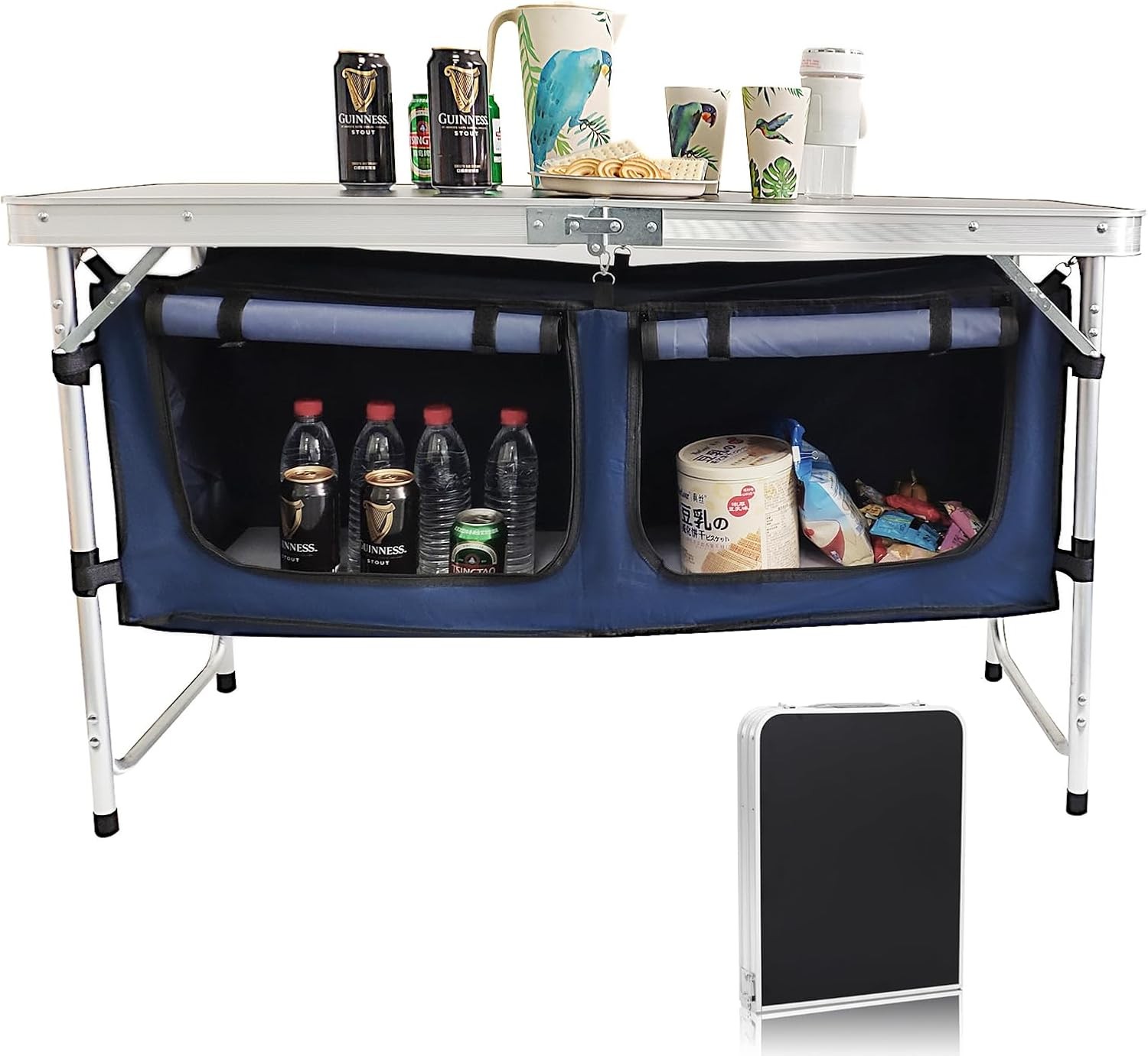 Camping Folding Aluminum Table with Adjustable Legs for Outdoor Travel Beach