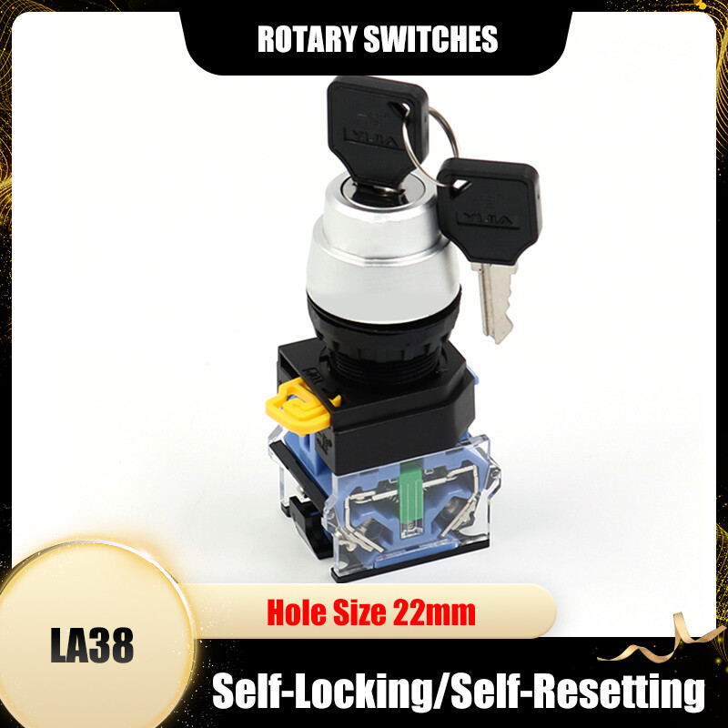Self-Locking/Self-Resetting 2/3-Way Rotary Switches 22mm Hole Size Bring Keys