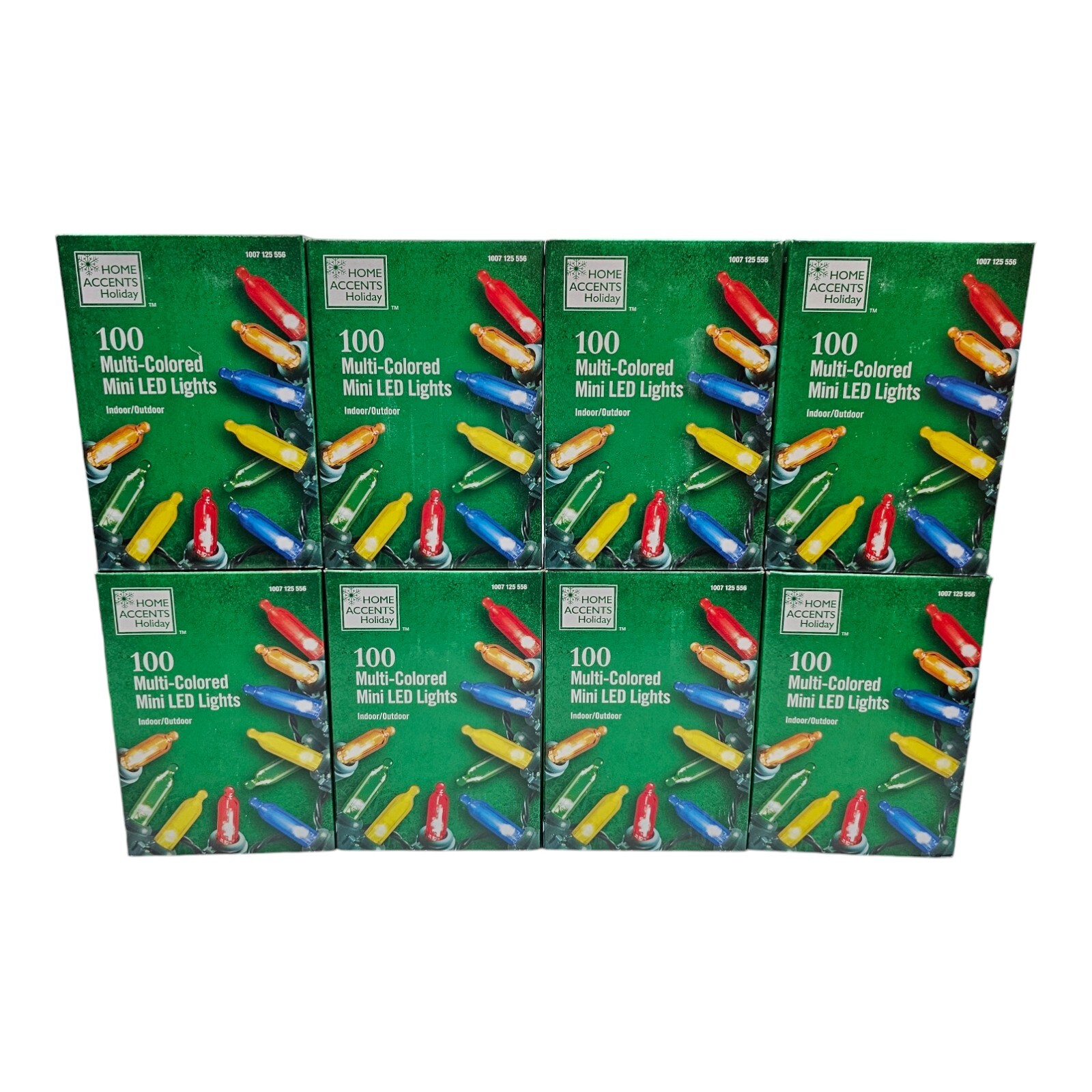 8X Home Accents 100 Multicolored Mini LED String Lights w/ Green Wire Christmas