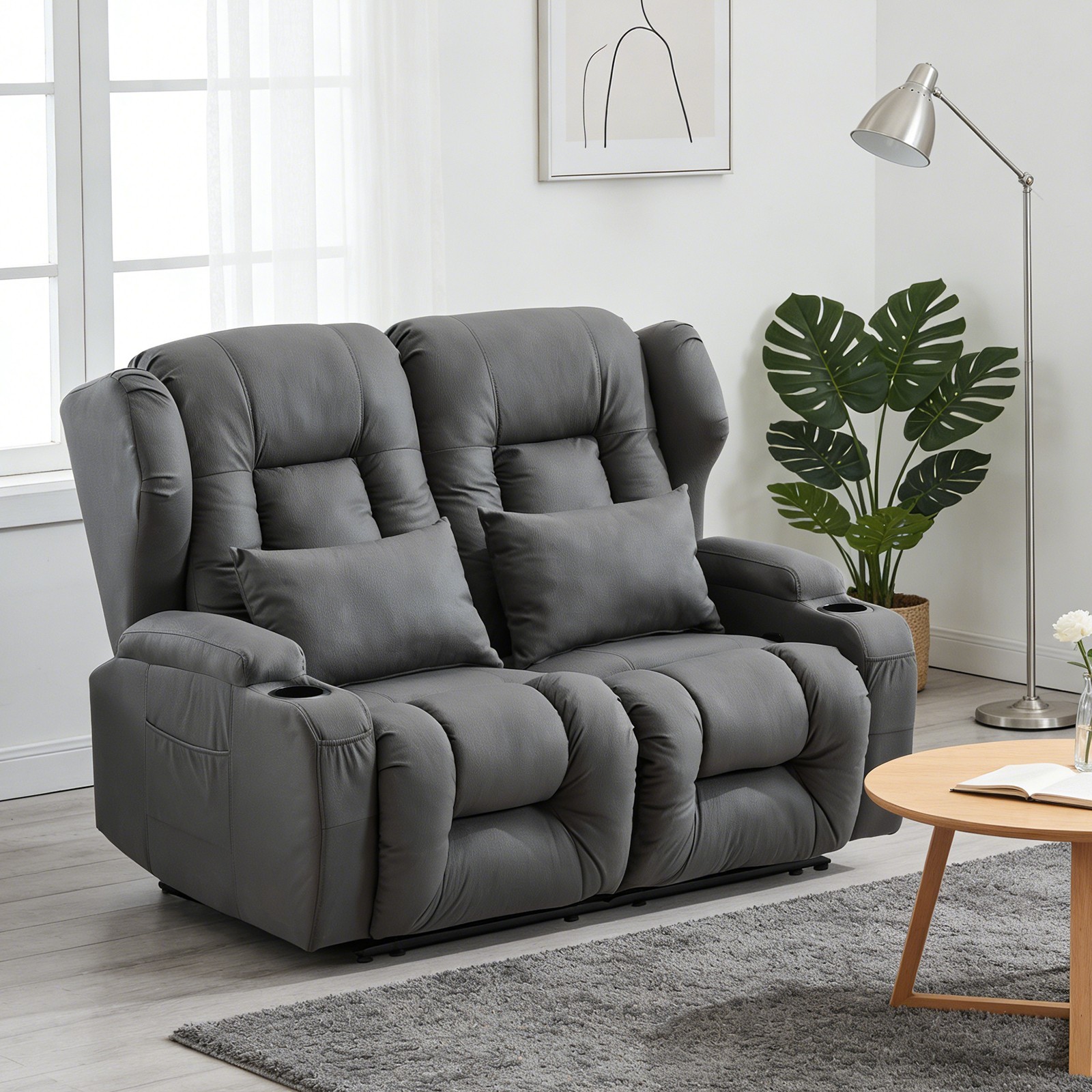 Loveseat Recliner Chair Faux Leather Modern Reclining Sofas Home Theater Seating