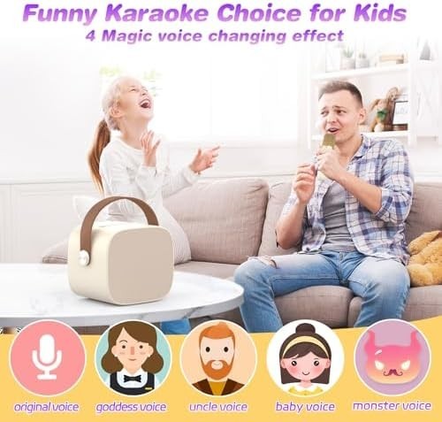 Pink Portable Mini Karaoke Machine With 2 Wireless Microphone Tested & Working