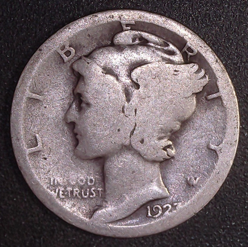 1923-P Mercury Winged Liberty .10c Dime 90% SILVER Philadelphia Mint