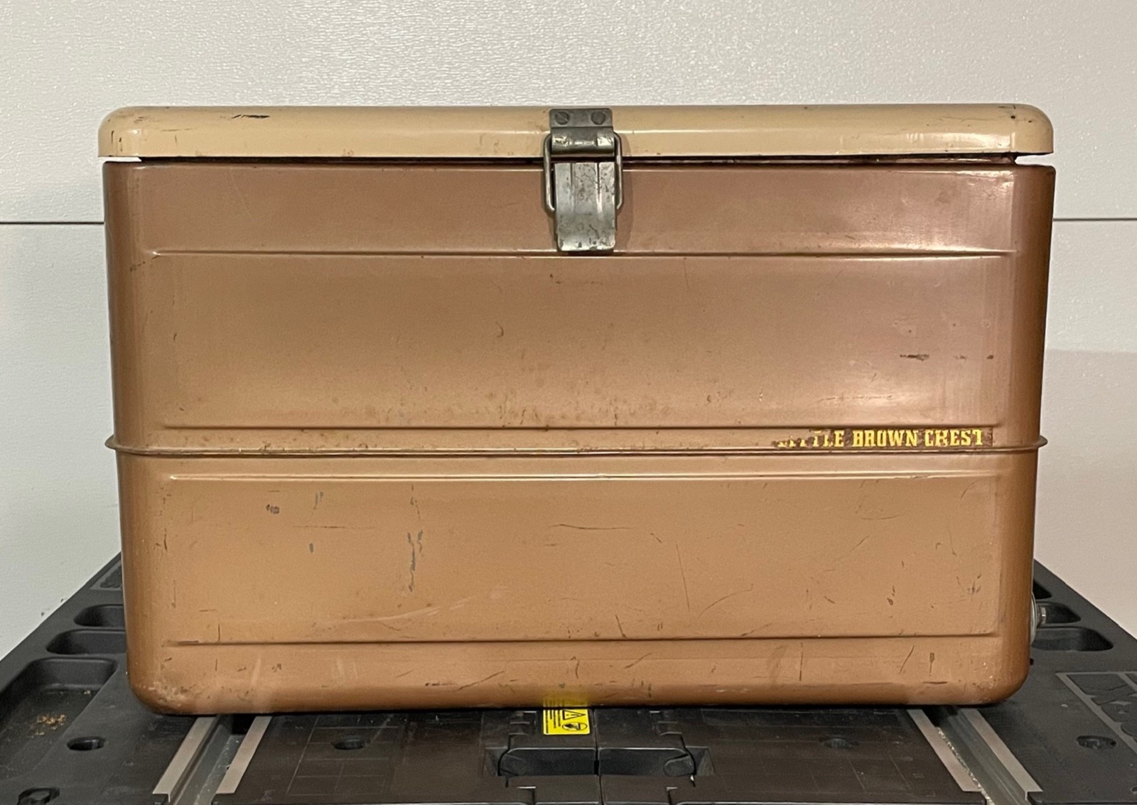 Vintage 1950's All Metal Cooler "LITTLE BROWN CHEST" Ice Chest 23" x 15" x 13"