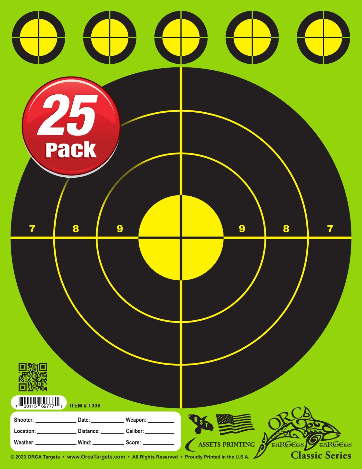 25 PACK: Range Shooting Pistol / Rifle TARGETS! FREE SHIPPING!! GREEN [D25]