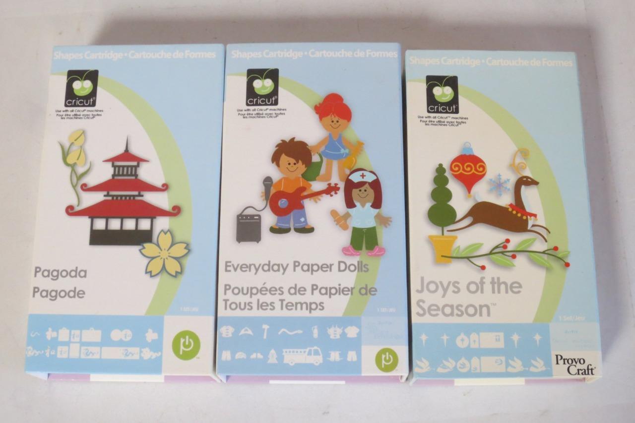 Cricut Cartridge Lot of 3 - Joys Of The Season, Everyday Paper Dolls, Pagoda