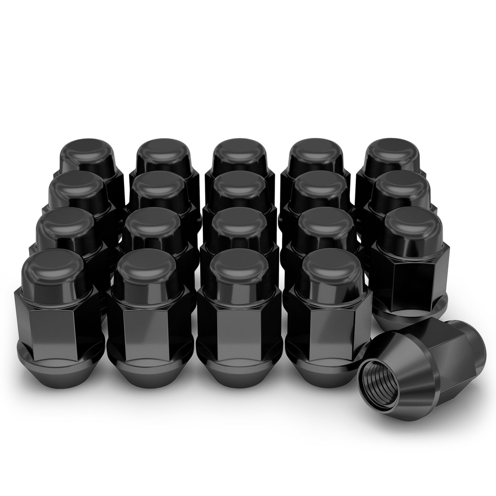 951704SBK Black Chrome 1/2"-20 Bulge Acorn Lug Nut 20 Pack