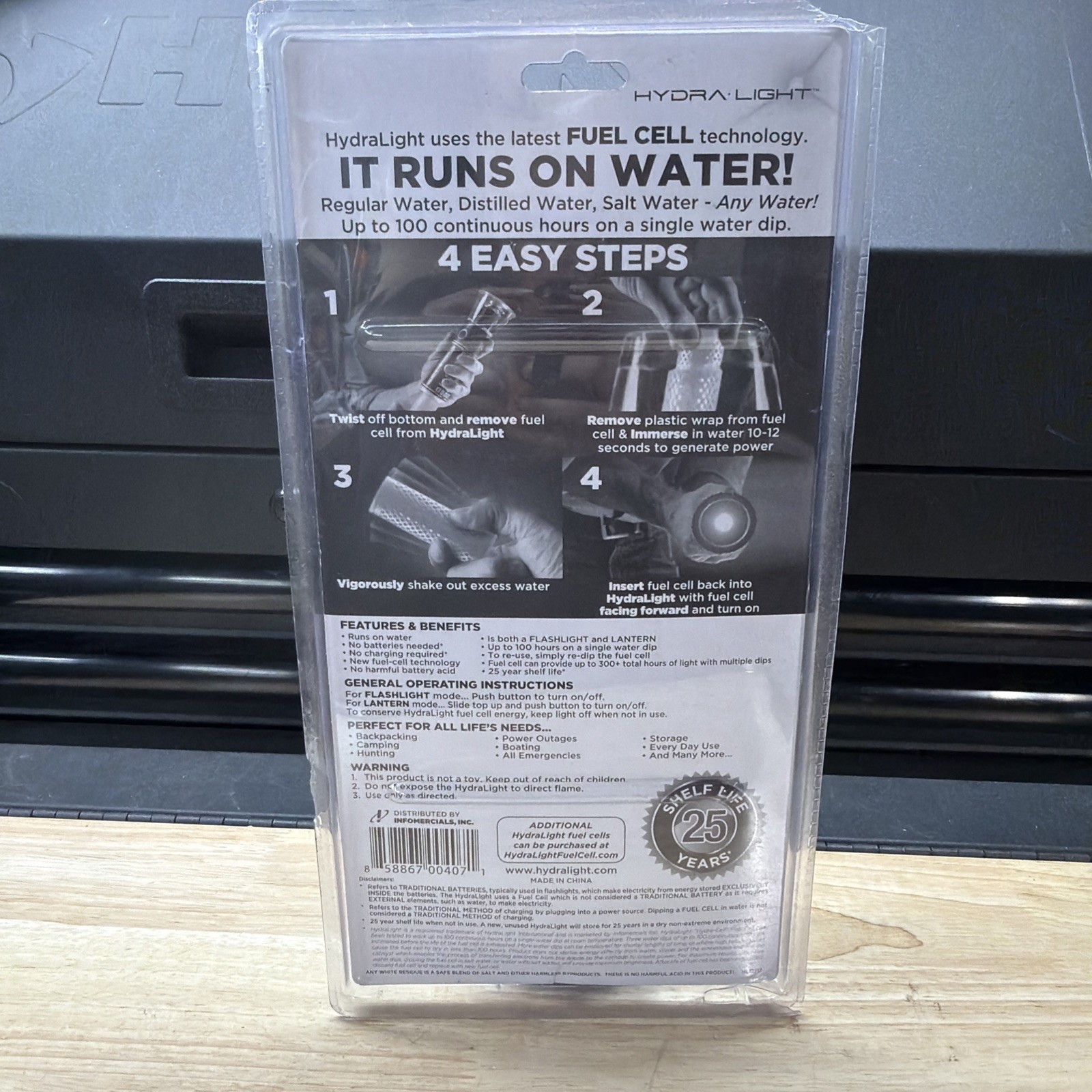 NEW - Hydra Light Flashlight & Lantern No Batteries Runs on Water Hydralight