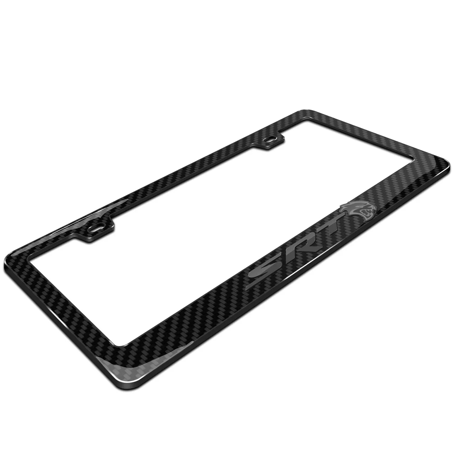 Dodge SRT Hellcat Black 3D Real Carbon Fiber ABS Plastic License Plate Frame