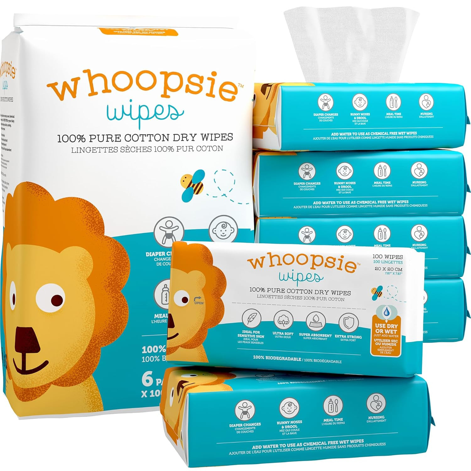 – the Original 100% Pure Cotton Dry Baby Wipes – Ultra Soft, Unscented, Chemical