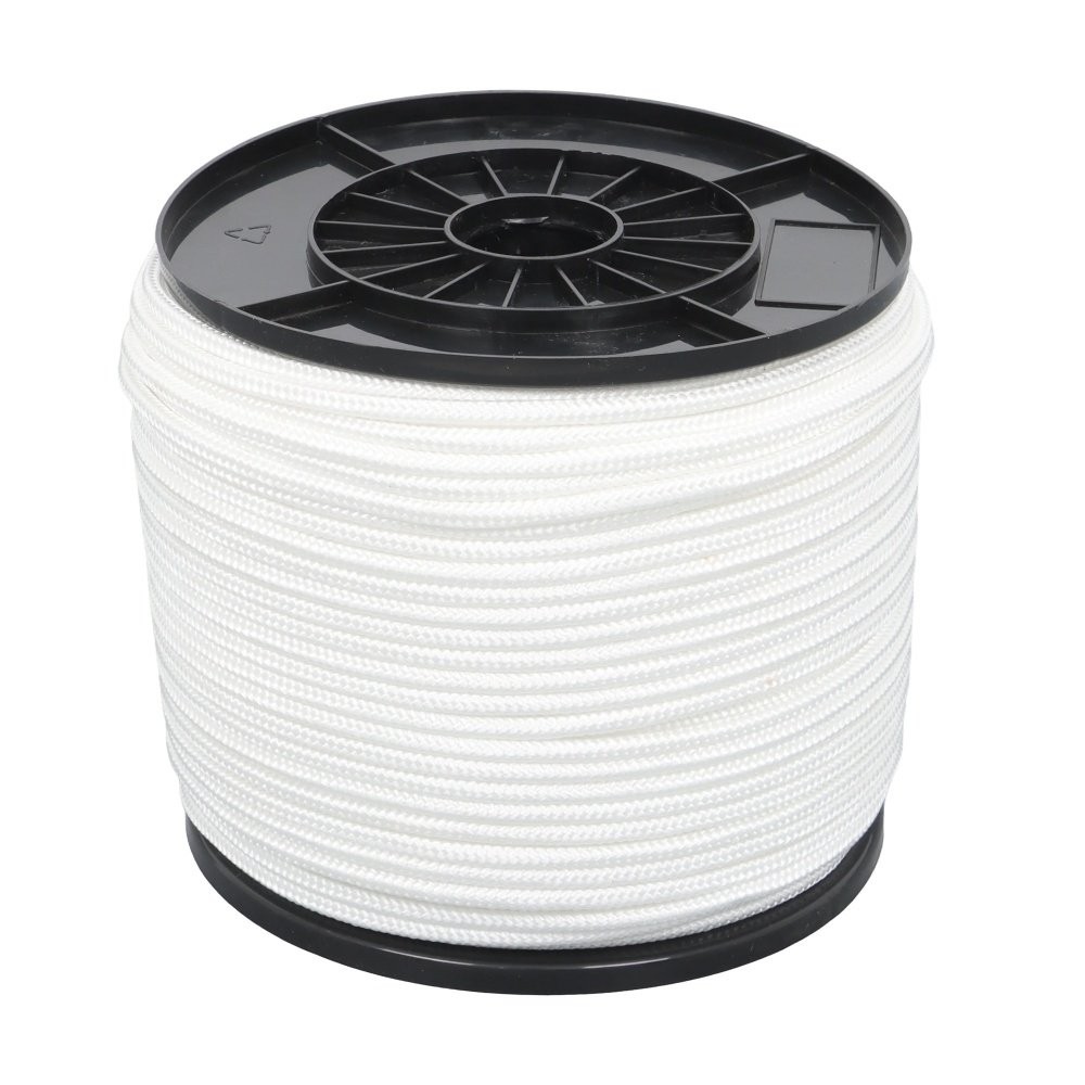 1/4 Inch Nylon Rope 500 Foot Spool 100% Nylon Solid Braid Rope Dyeable White