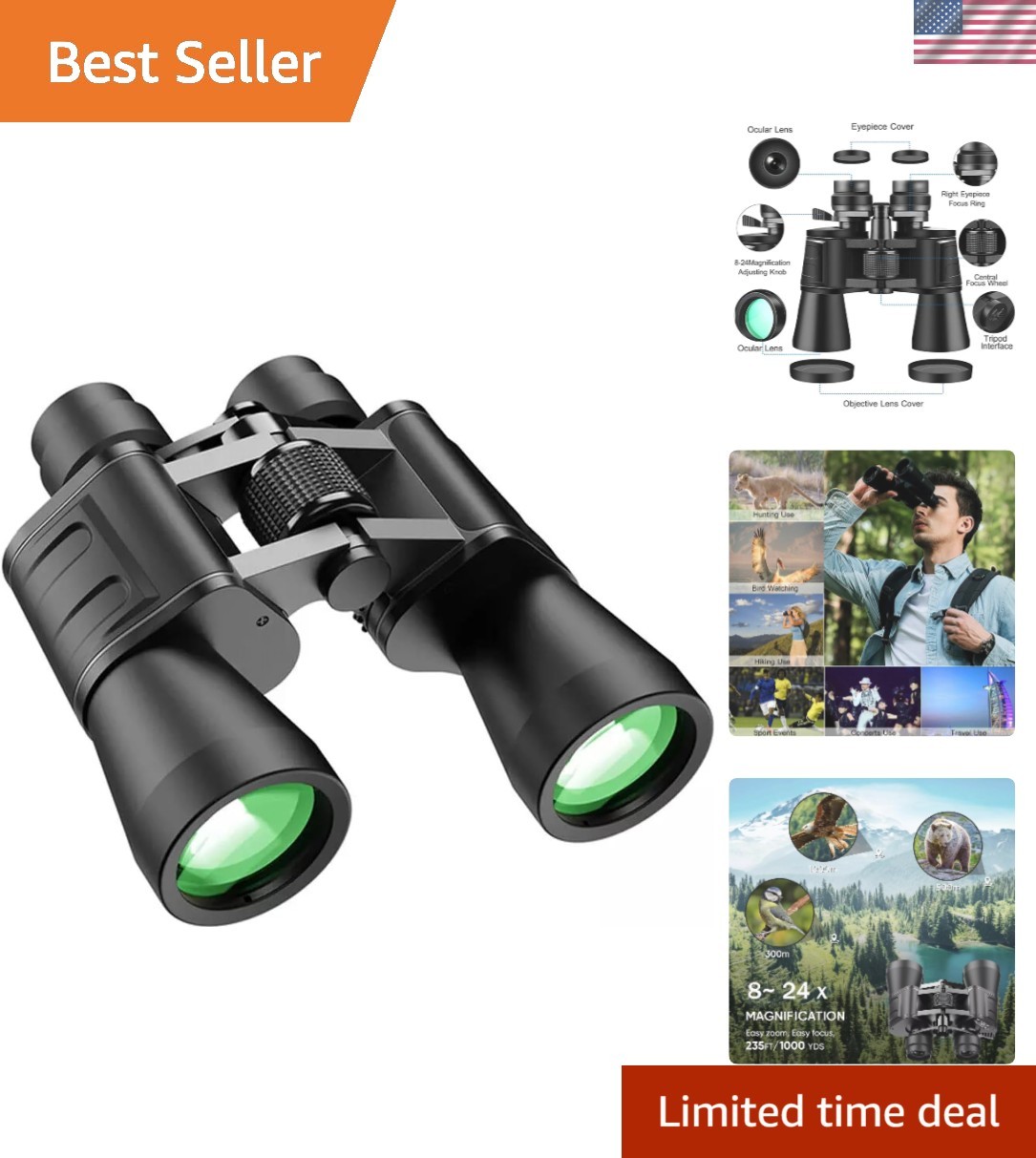 180 X 100 Binoculars High Magnification HD Long Range Zoom Times Telescope