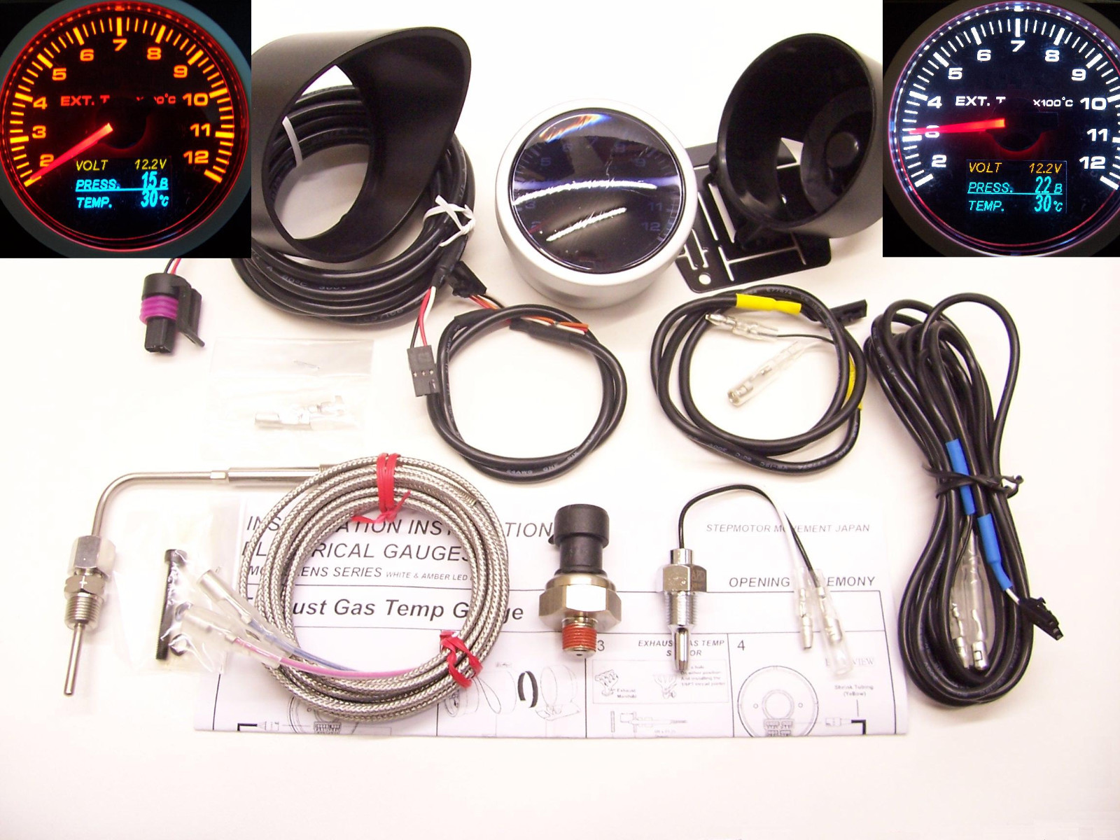 RSR exhaust gas temperature gauge 4 in 1 gasoline pressure oil pressure oil temperature EGT 60 gauge