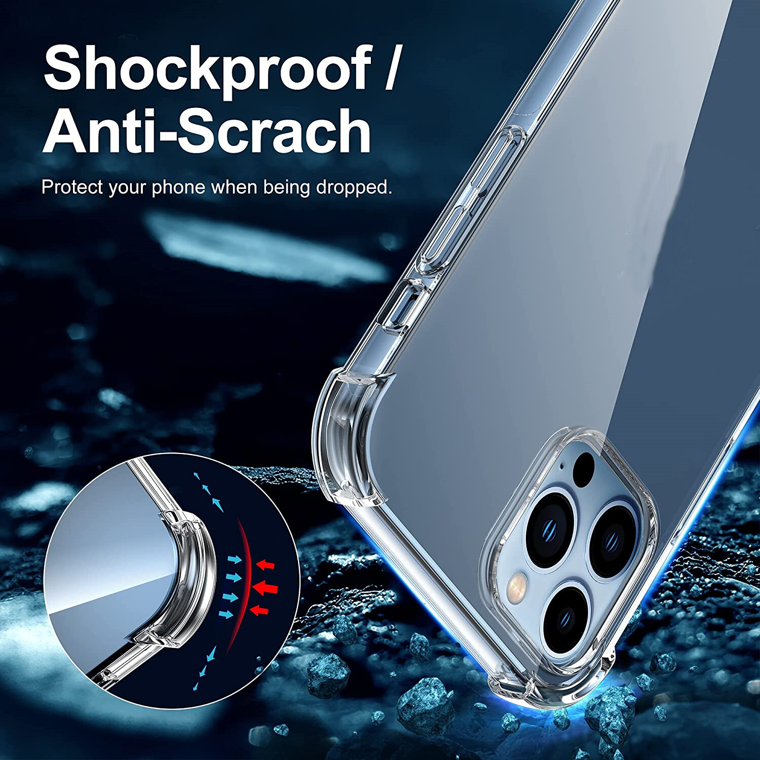 Privacy Tempered Glass Screen Protector & Shockproof Clear Case Cover For iPhone